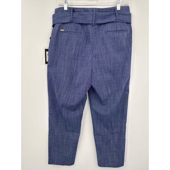 DKNY Trouser Belted Crop Pant High Seas Blue 10 Petite NEW - Picture 5 of 7